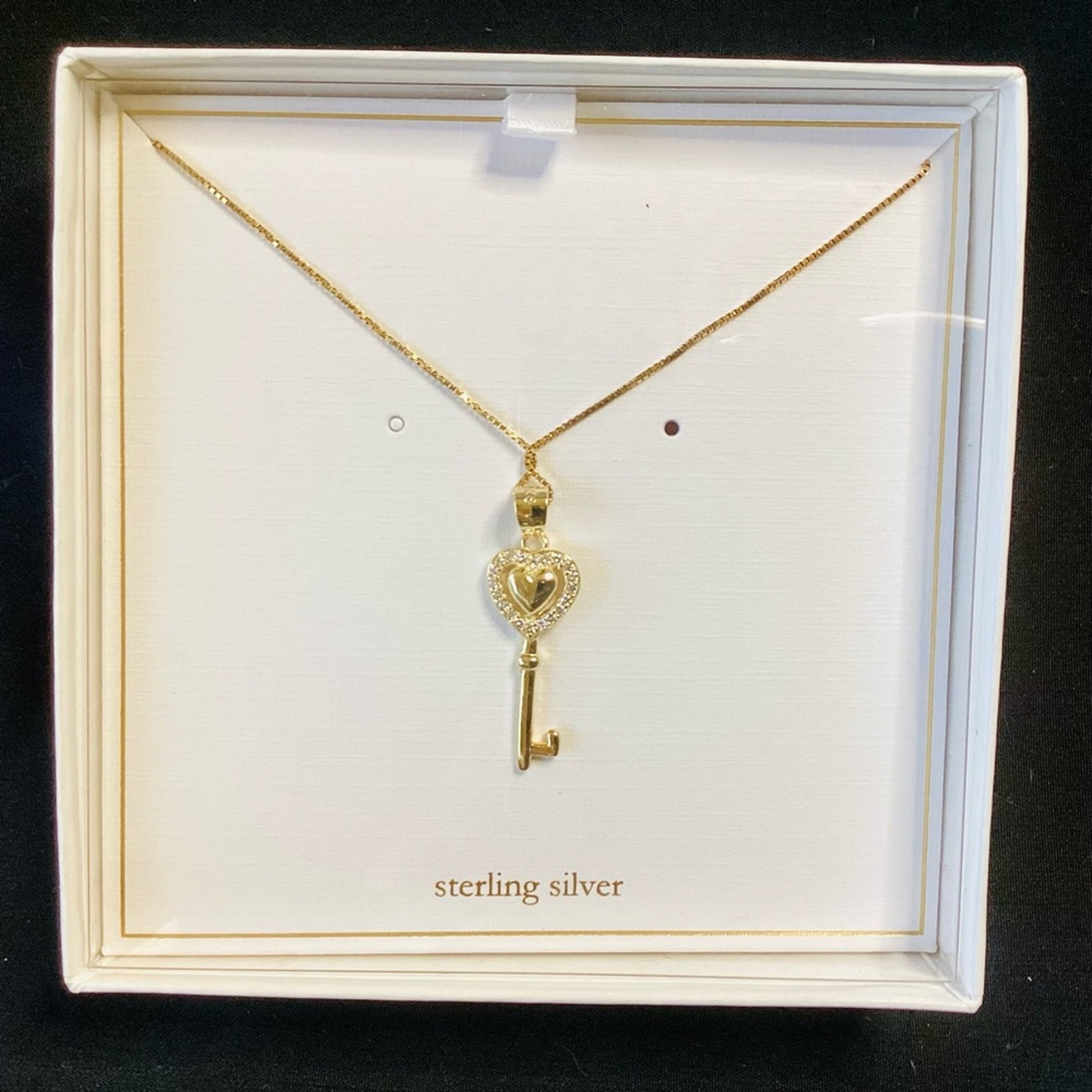 Petite Sterling Silver Gold Plated Key Necklace 15$